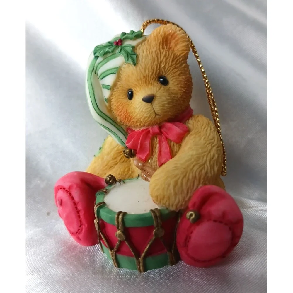 VINTAGE ENESCO CHERISHED TEDDIES BEAR ORNAMENT-DRUMMER BOY